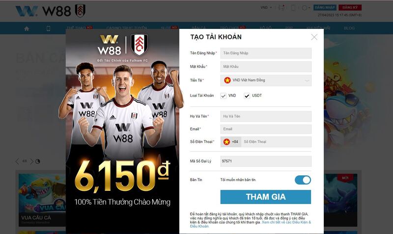 cách đăng ký tài khoản w88 đơn giản nhất 9 điền thông tin w88
