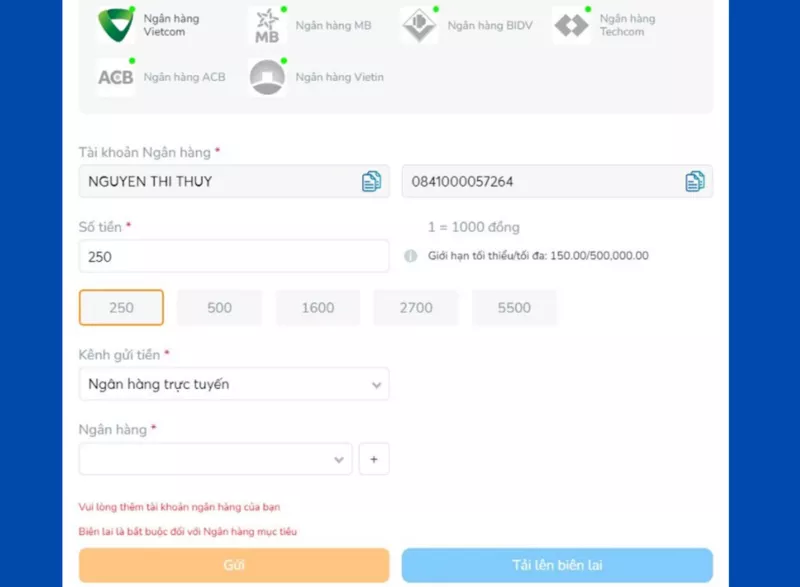 hướng dẫn nạp tiền bk8 nhanh chóng và đảm bảo 12 nạp tiền bk8 qua ngân hàng địa phương