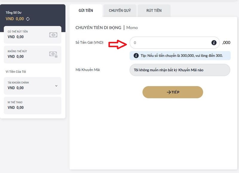 hướng dẫn nạp tiền m88 nhanh chóng 17 nhập số tiền gửi