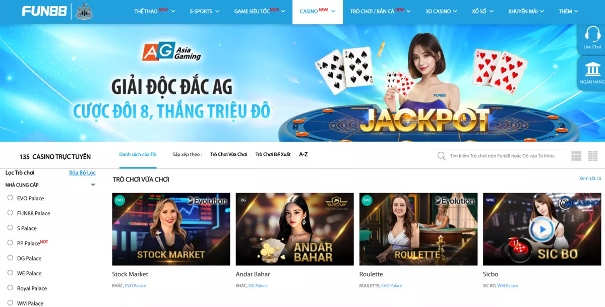 casino fun88 - nhà cái fun88 casino online uy tín 8 giao diện sòng bạc online fun88