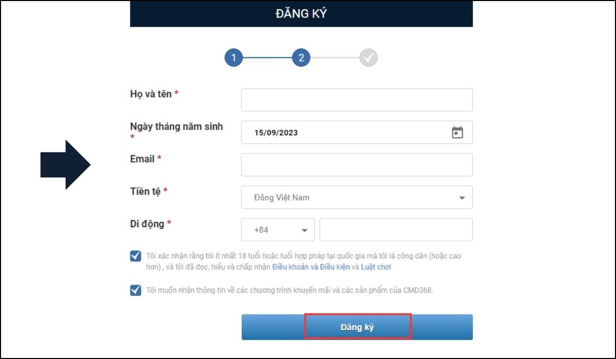 cách đăng ký cmd368 đơn giản nhất 4 điền thông tin cá nhân đăng ký cmd368