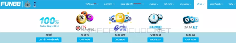 hướng dẫn cách chơi xổ số lô đề fun88 hiệu quả cho các tân thủ 4 bước 2: chọn sảnh chơi xổ số lô đề fun88