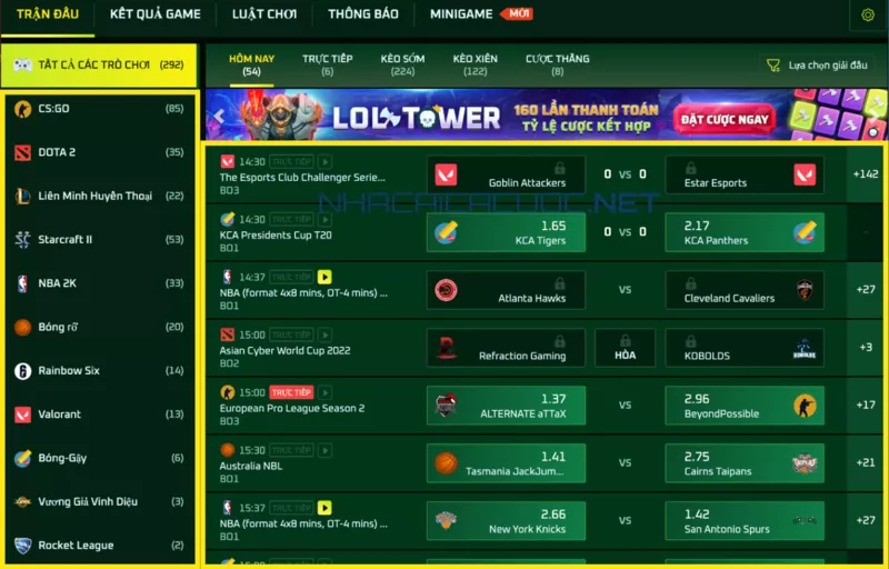 hướng dẫn cách cược esport fb88 đơn giản dễ hiểu 9 bước 2: chọn trận đấu / giải đấu esport fb88 bạn muốn chơi
