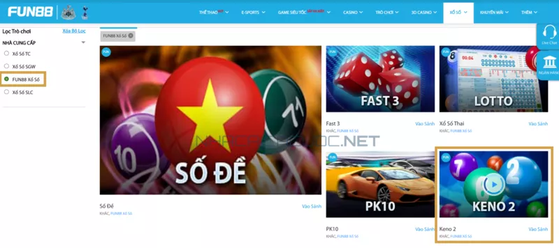 cách chơi keno fun88 dễ dàng cho tân binh 4 chọn trò chơi keno 2 fun88