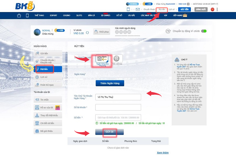 hướng dẫn rút tiền bk8 đảm bảo 100% thành công 4 tạo lệnh rút tiền bk8