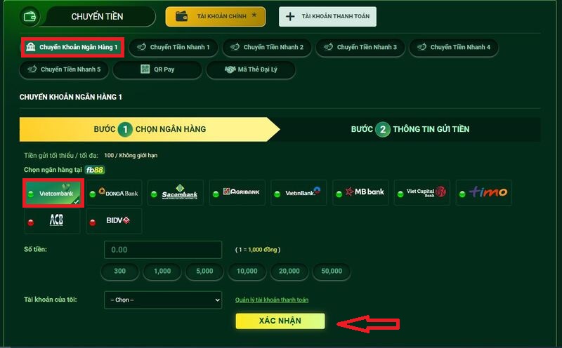 hướng dẫn cách nạp tiền fb88 nhanh chóng và chính xác nhất 10 chuyển khoản ngân hàng fb88