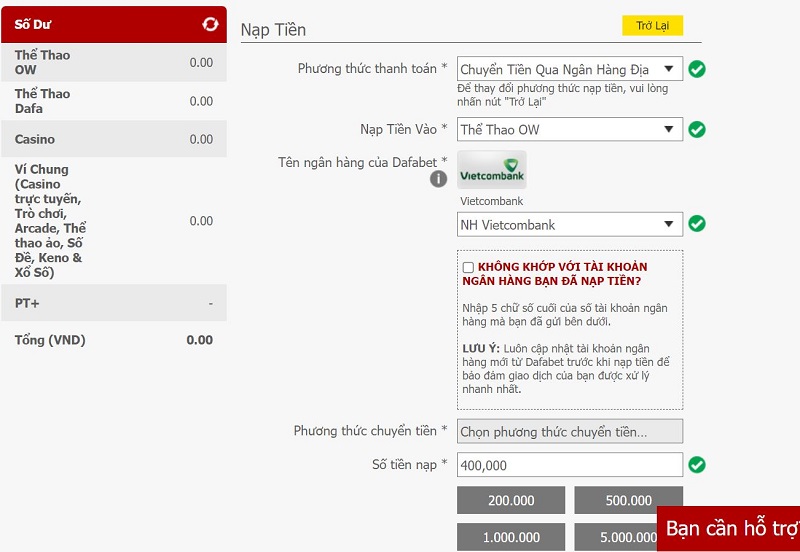 cách nạp tiền dafabet nhanh và chính xác nhất 4 điền thông tin để thực hiện chuyển khoản qua ngân hàng địa phương nạp tiền dafabet
