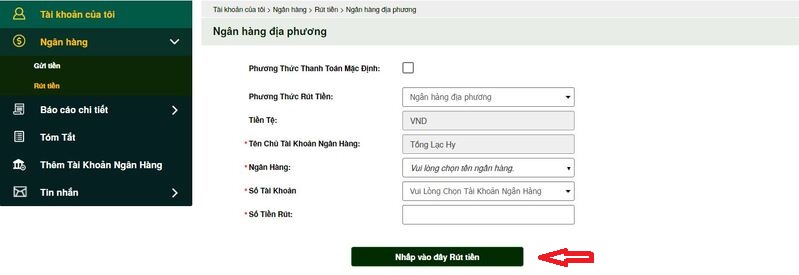 hướng dẫn cách rút tiền v9bet về tài khoản thành công 9 điền thông tin v9bet