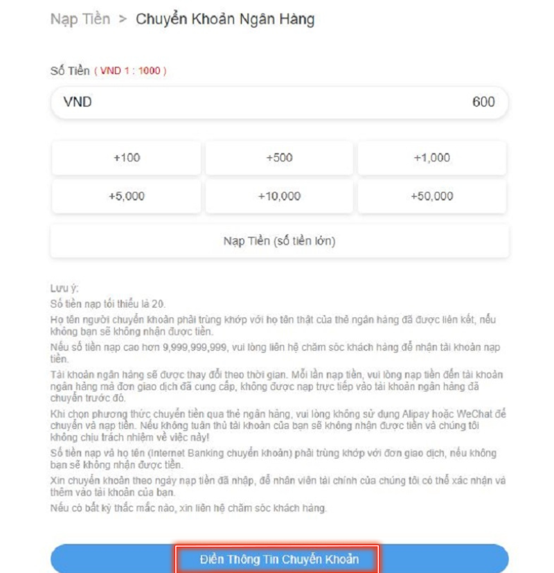 hướng dẫn nạp tiền 8xbet tiện lợi chỉ 5 phút 5 nhập số tiền muốn nạp lên 8xbet