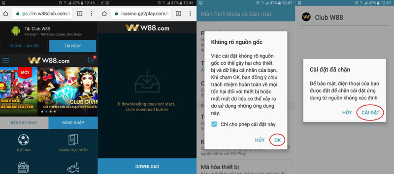 ứng dụng w88 - cách tải w88 mobile về điên thoại nhanh nhất 6 xác nhận quyền truy cập