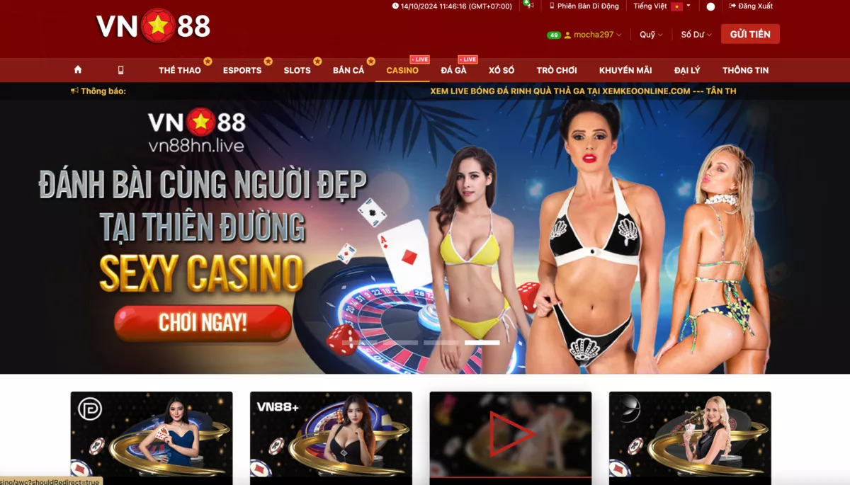 casino vn88 – nhà cái vn88 casino trực tuyến uy tín 2 giao diện của casino vn88