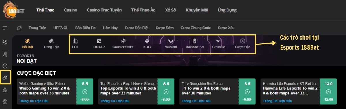 esports 188bet - cách tham gia cá cược thể thao điện tử tại 188bet 4 chọn bộ môn esport 188bet muốn tham gia