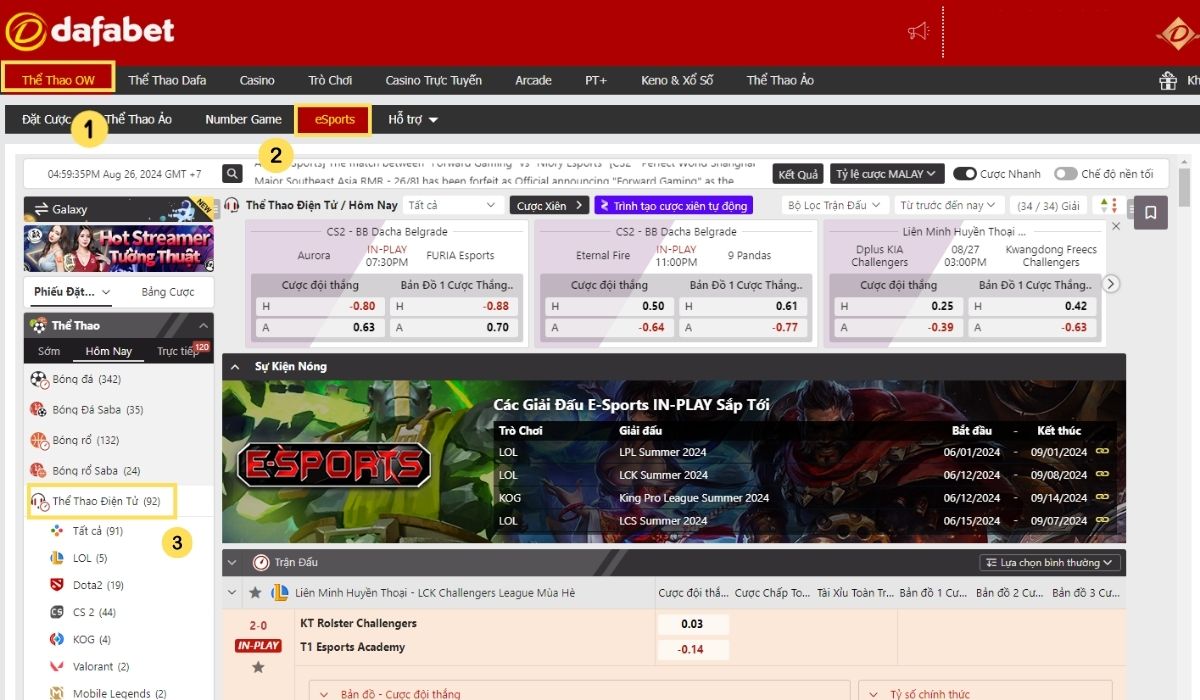 dafabet esport - hướng dẫn chơi cá cược thể thao điện tử dafabet chi tiết 2 truy cập vào sảnh chơ esport dafabet
