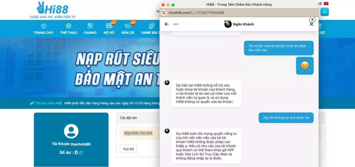 hướng dẫn chi tiết cách xóa tài khoản hi88 nhanh chóng và an toàn 2 có thể xoá tài khoản chơi tại hi88 không?